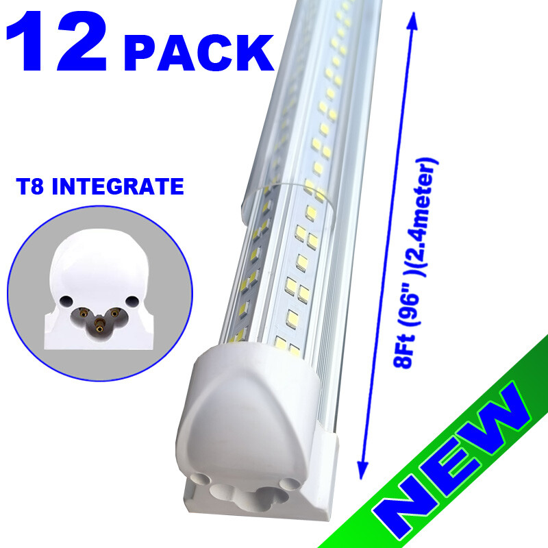 8' led shop lights 144w led Strip Lights 12PC Cold White LED Garage Lights×12