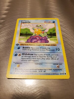 1999 Pokemon 1st Edition Shadowless Base Set - Squirtle 63/102 | eBay