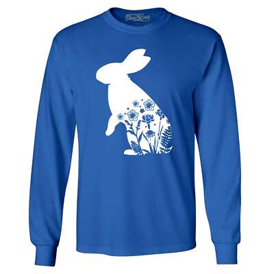 Easter Bunny Spring Flowers Long Sleeve Fun Cute Easter Rabbit Shirts