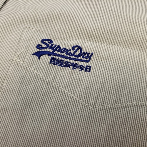 Superdry Shirt SMALL Slim Fit VERY SNUG Grey Mens Long Sleeve Check Cotton 100% - Picture 8 of 14