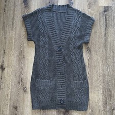 Knitted Sweater Dress Grey Button up