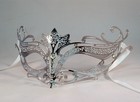 Tiara Design Masquerade Masks Laser Cut Metal Mask with Clear Diamonds 3 Colors