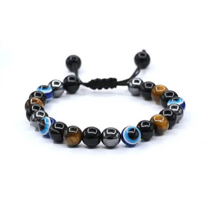 Evil Eyes Motto Dreifach Schutz Verstellbar Mode Armband für Männer & Frauen
