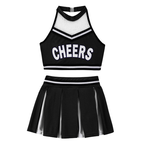 iiniim Mädchen Cheer Leader Kostüm Crop Top mit Rock Cosplay Halloween Fasching - Picture 40 of 64