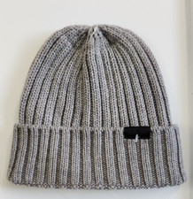 DKNY Accessories Ribbed Beanie Hat Logo in Front Heathered Gray New No Tag