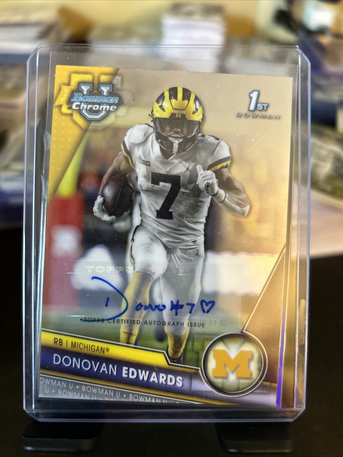 Donovan Edwards Autograph Card 2023 Bowman Chrome U 1st Michigan Wolverines