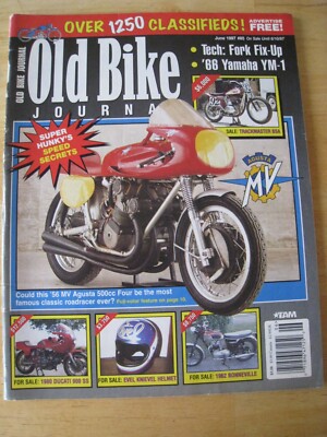 OLD BIKE JOURNAL MAGAZINE JUN 1997 TECH FORK FIX-UP 66' YAMAHA MV AGUSTA 500cc