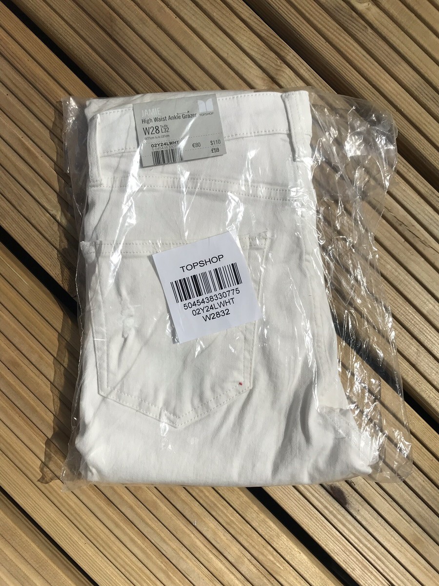 Jeans Skinny Topshop Brodé Fleuri Noir - Taille W28 L32, Coupe Haute, Occasion Très Bon état
