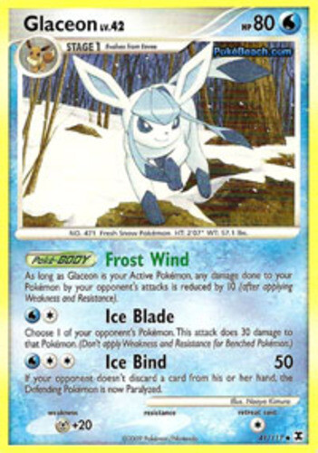 1x Glaceon - 41/111 - Uncommon Heavily Played Pokemon Platinum Rising Rivals