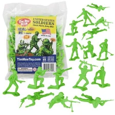 TimMee Processed Plastic Army Men 48pc LIME GREEN Tim Mee Toy Soldier Figures US