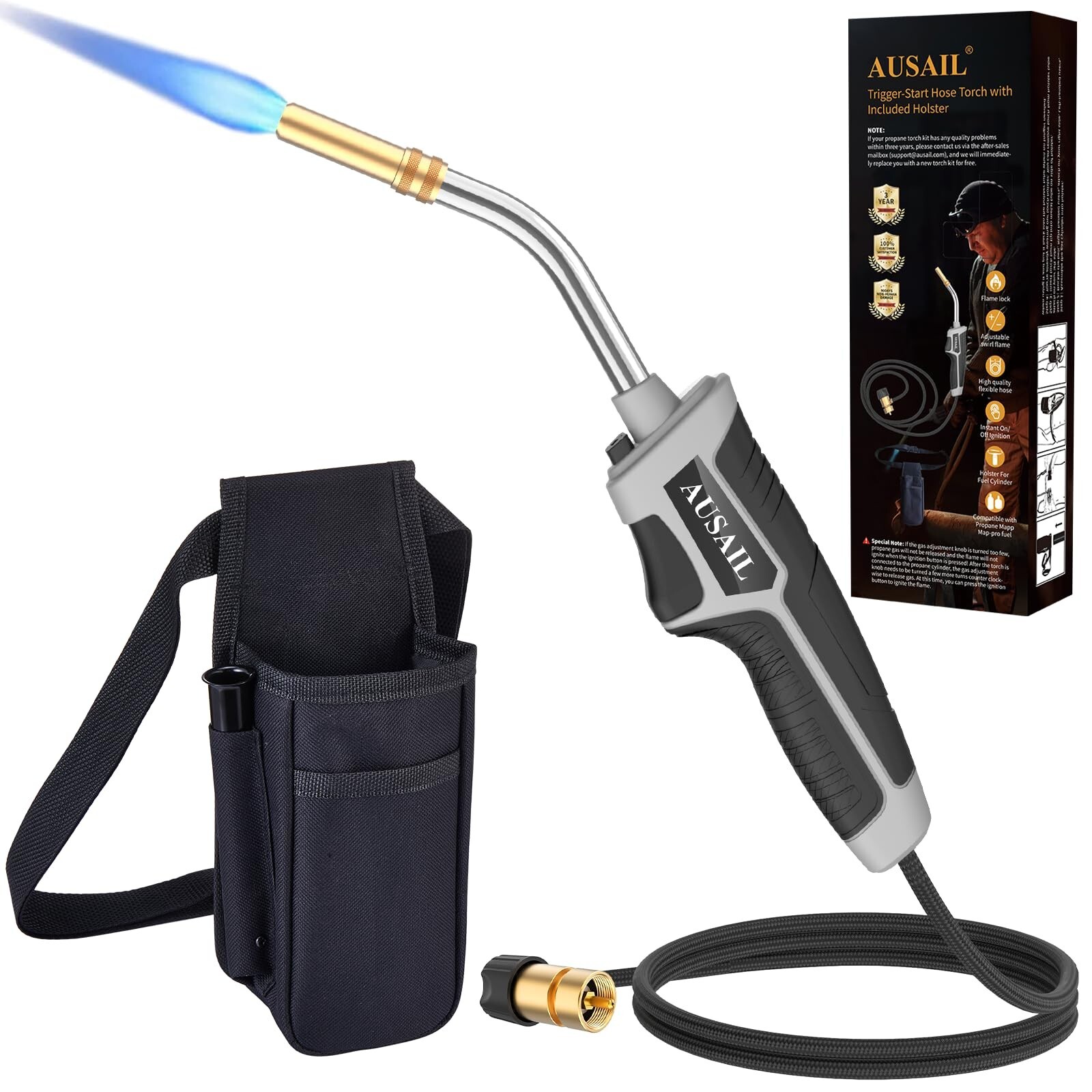 Propane Torch Kit,Mapp Map Gas Torch with Included Holster,Trigger Start 5' L...