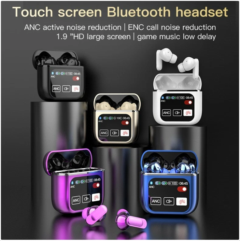 Wireless Active Noise cancelling Bluetooth Touchscreen Earphones iPhone Android - Image 2 of 4