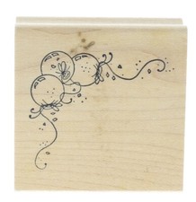 Art Inspirations Balloon Happy Birthday Corner Border Trim Wooden Rubber Stamp