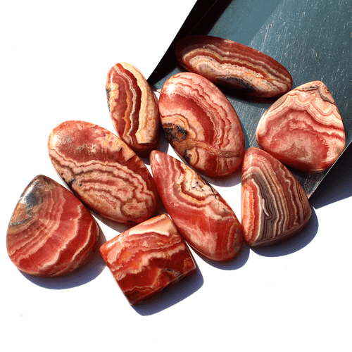 9 Pcs Natural Argentina Rhodochrosite Top Grade 18mm-32mm Cabochon Gemstones Lot - Picture 4 of 12
