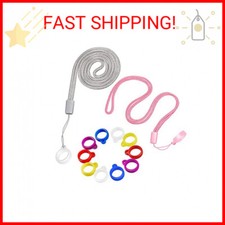 2-Pack Anti-Lost Necklace Lanyard with 12 Silicone Rubber Rings - Adorable Style