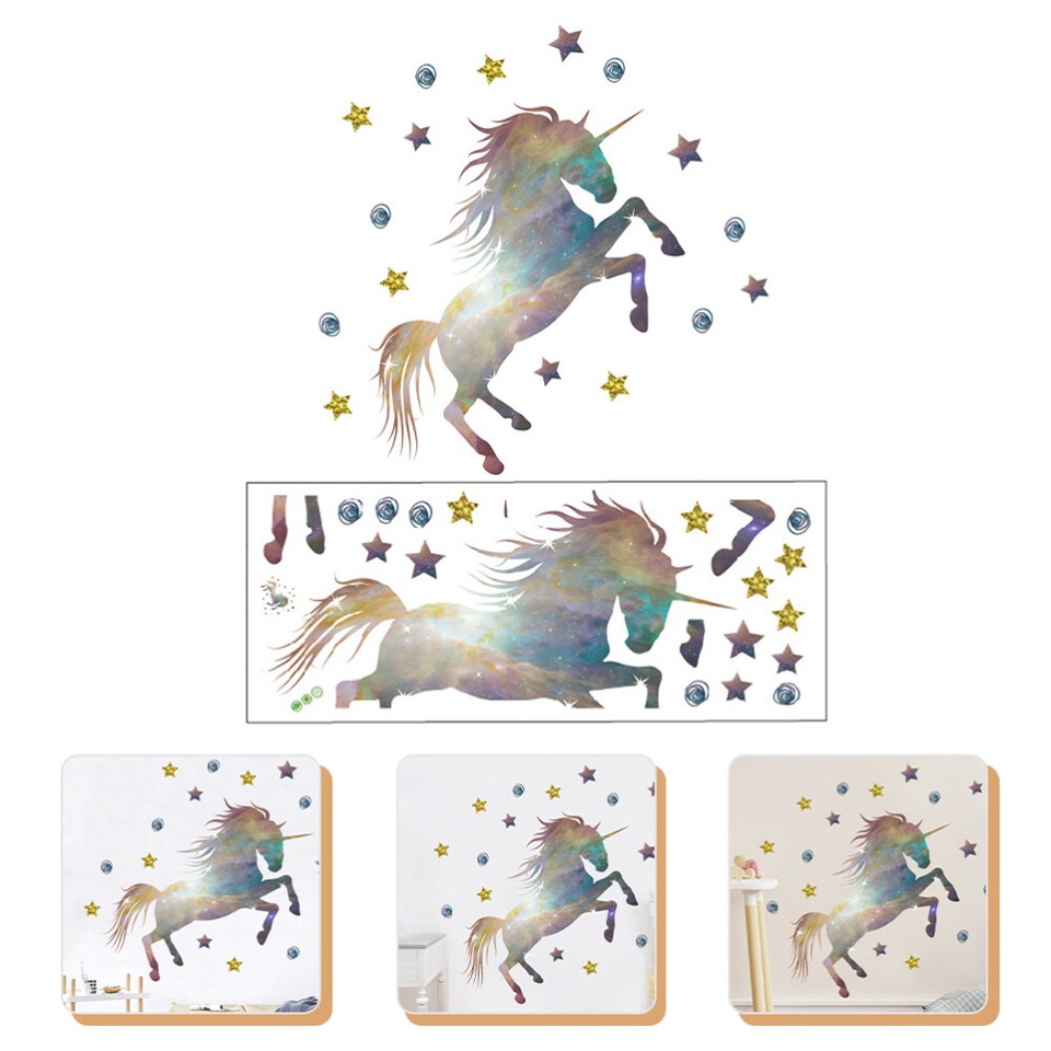 2 Sets Household Lively Unicorns Wallpaper Unicorns Wall Stickers eBay