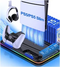 FOR PS5 Slim/Disc&Digital Editions PS5 Slim Controller Charger Stand+Cooling Fan