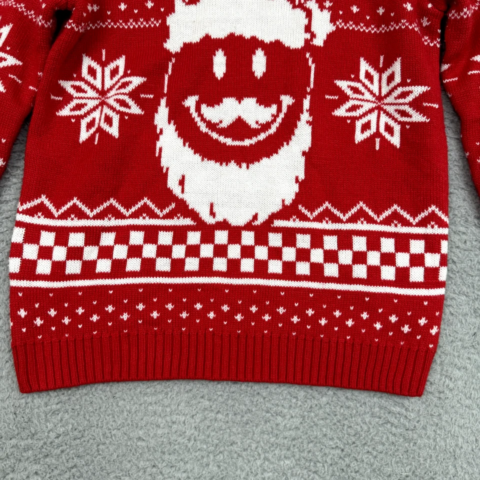 Suéter Holiday Time Niñas L 10/12 Rojo Sonrisa Cara Santa Nórdico Navidad Informal Foto 4 de 4