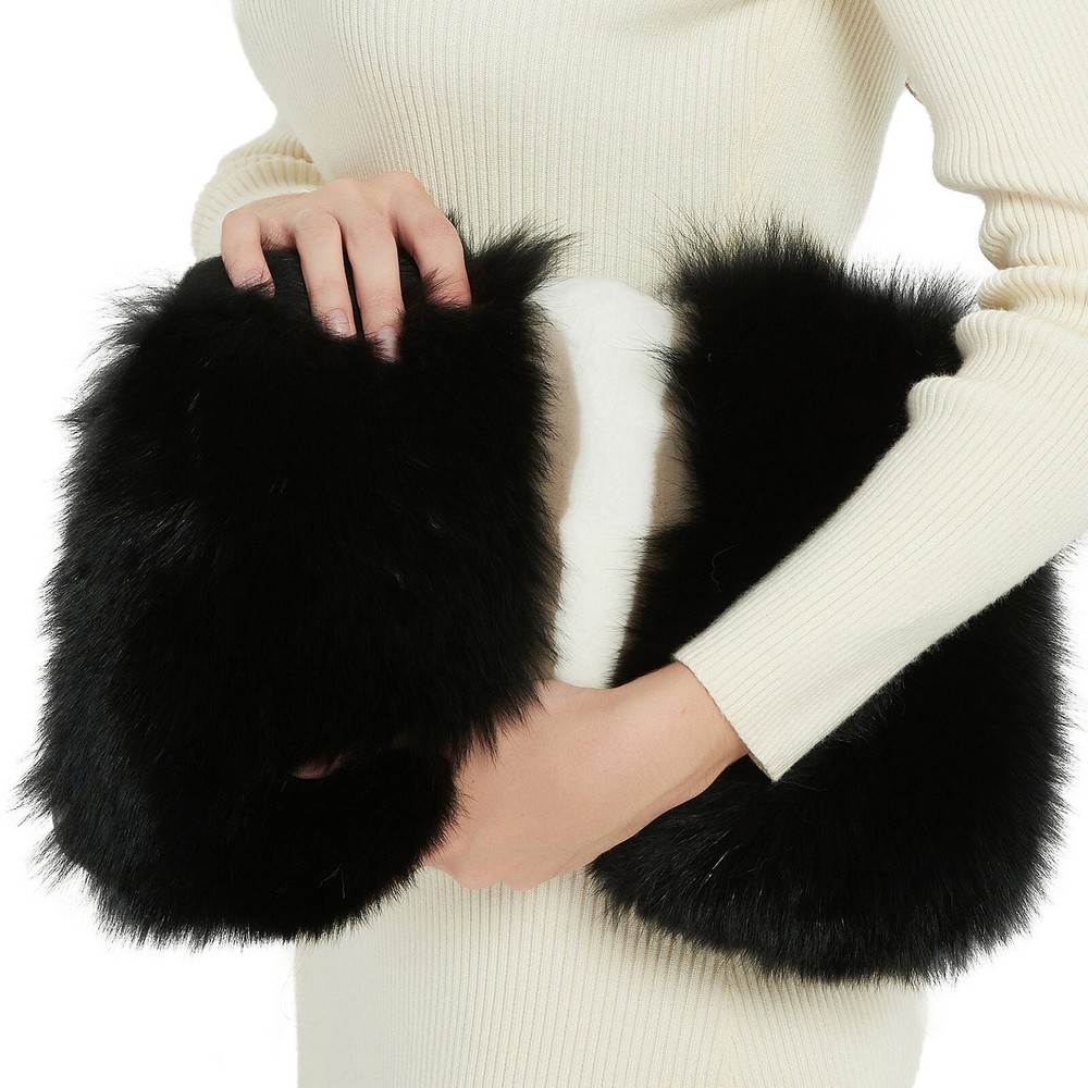 FINILUO Luxury Fur bag Real Fox fur and rabbit fur crossbody bag wrsitlet bag