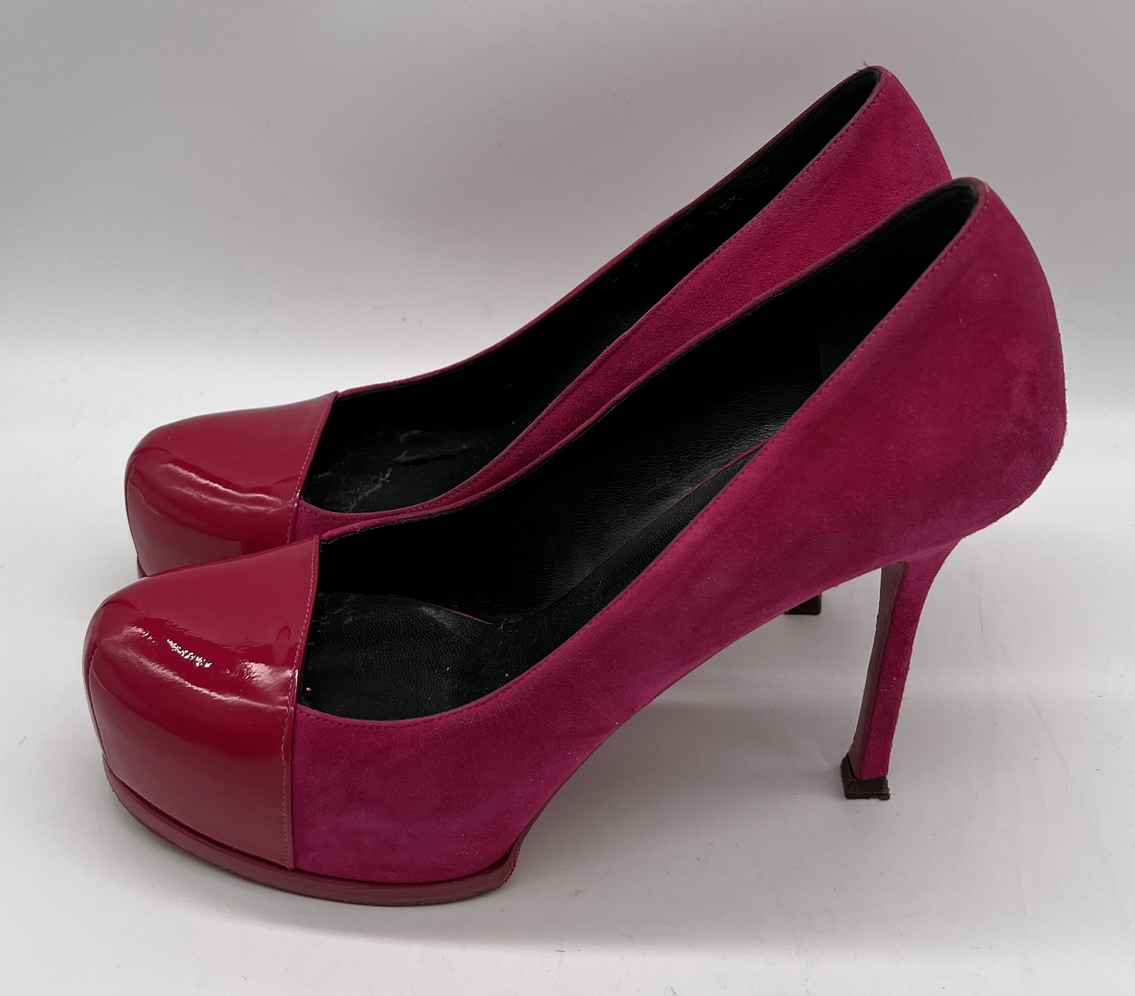 SAINT LAURENT YSL pompa punta chiusa in pelle scamosciata patinata rosa taglia 38 5