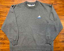 VTG 90s Adidas Crewneck Sweatshirt Embroidered SZ L Dark Gray-EXCELLENT