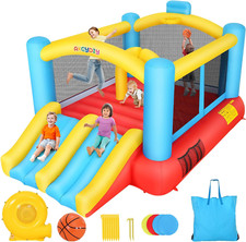Inflatable Bounce House with Slides for Kids - Indoor/Outdoor Fun 