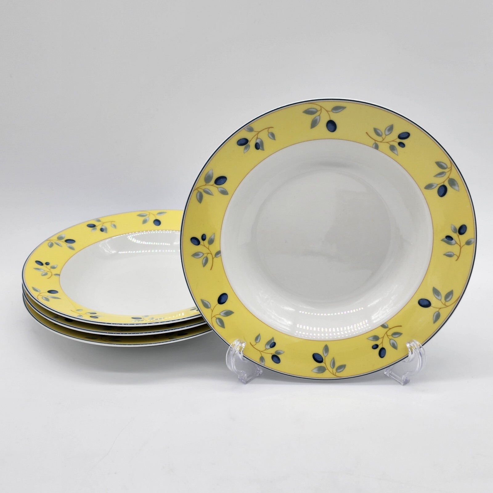 Four (4) Royal Doulton Blueberry 8 1/2 in. Rim Soup Bowls
