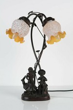 Table lamp with two children.