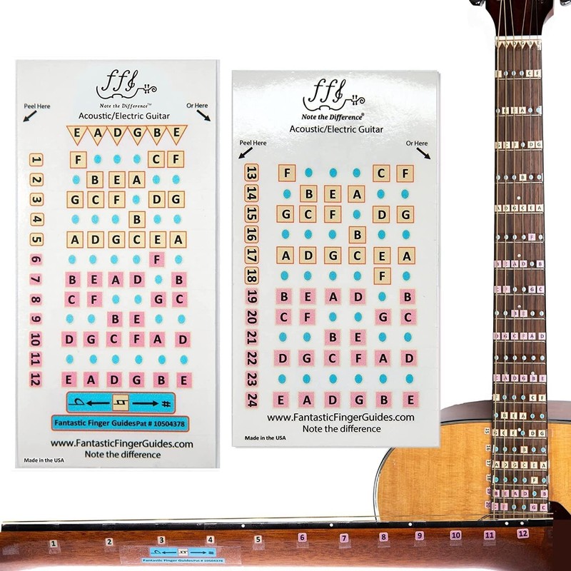Learn to Play Guitar Finger Guides  Acoustic or Electric Note Stickers Decals