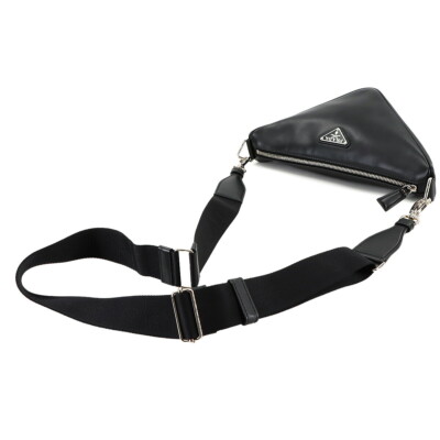 【ヴィンテージ】Rank:S☆PRADA トライアングル バッグ 2VH155 PRADA Triangle Shoulder Bag Leather Black 2VH155 Purse