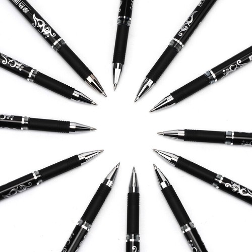 12Pcs 0.5mm Erasable Pen Black Gel Ink Roller Ball Pens Set School Kids Students - Picture 9 of 13
