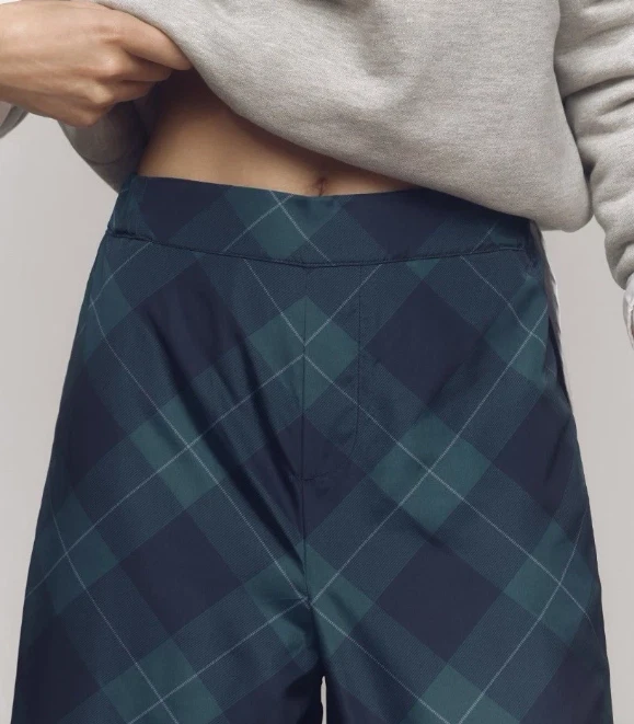 Pantalones Anthropologie Maeve XL Tafetán Cuadros Tartán Pierna Ancha Cortos Vacaciones Foto 2 de 4