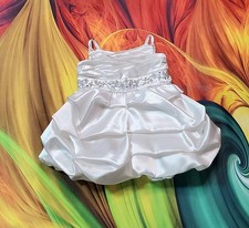 Build A Bear Elegant White Party Dress Wedding Prom Sheer Teddy Girl Clothes 63B