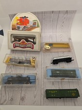 Micro-Trains N Scale Freight Car Lot of 6- Tank Car, Flat Bed, Wood Stock Car