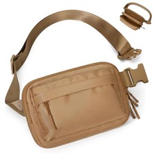 Fanny Packs for Women Men,Belt Bag with 4 Zipper Pockets,Waterproof 2. Brown