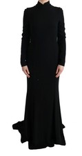 Dolce & Gabbana Black Stretch Long Gown Sheath Women's Dress Authentic