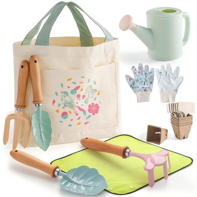 Gardening Set, 9-in-1 Outdoor Toys with Tote Bag, Repotting Mat, Metal Tools ...