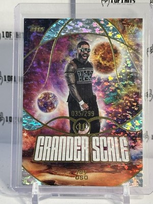 Jey Uso 2026 Topps Universe WWE #GS-5 Grander Scale Aqua Speckle SP /199