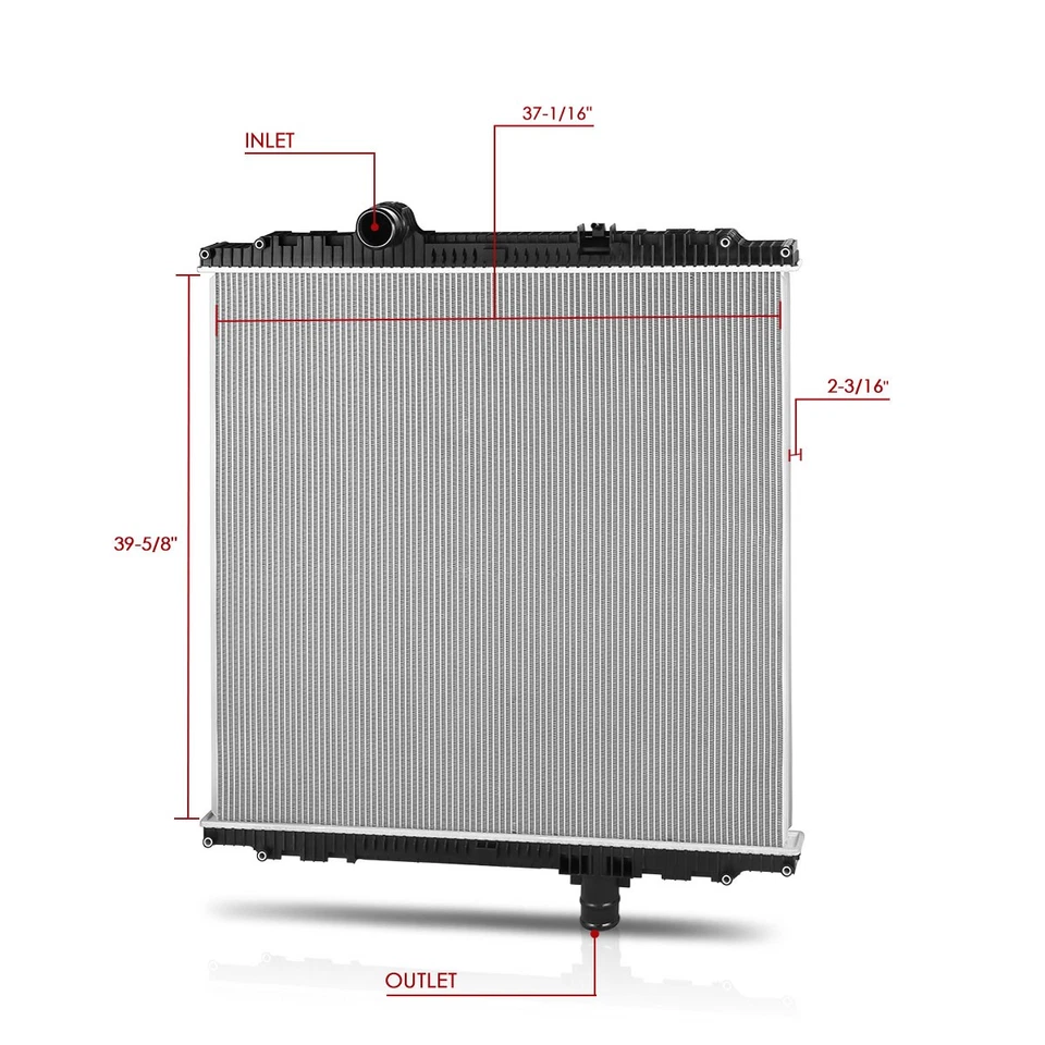 Radiador de núcleo de aluminio de 2 filas estilo fábrica para 08-15 Peterbilt 365/Kenworth T800 Foto 3 de 4