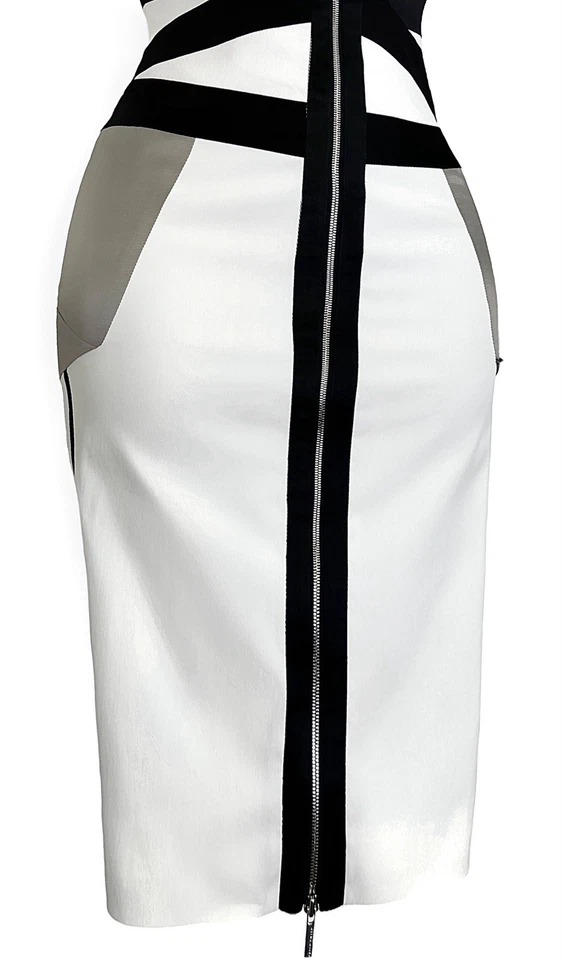 NEW Karen Millen UK 16 VINTAGE COTTON SILK CONTOUR ZIP PENCIL DRESS - Image 4 of 4