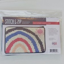 Needlepoint Stitch  Zip Kit Rainbow SZ640 Purse/Cosmetic Case self finish