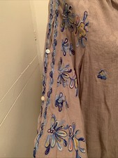 fig and flower M Tan Embroidered Boho Top Peek A Boo Sleeves