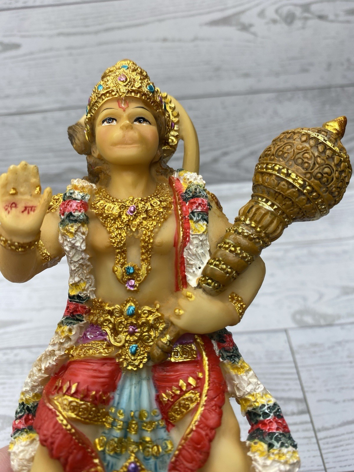 Hindu God Hanumanji Hanuman With Gada - Subh Laxmi 7” Resin Figurine