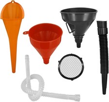 6pcs Car Funnel Set Flexible Wide Mouth Oil Funnel Yellowredwhiteblack