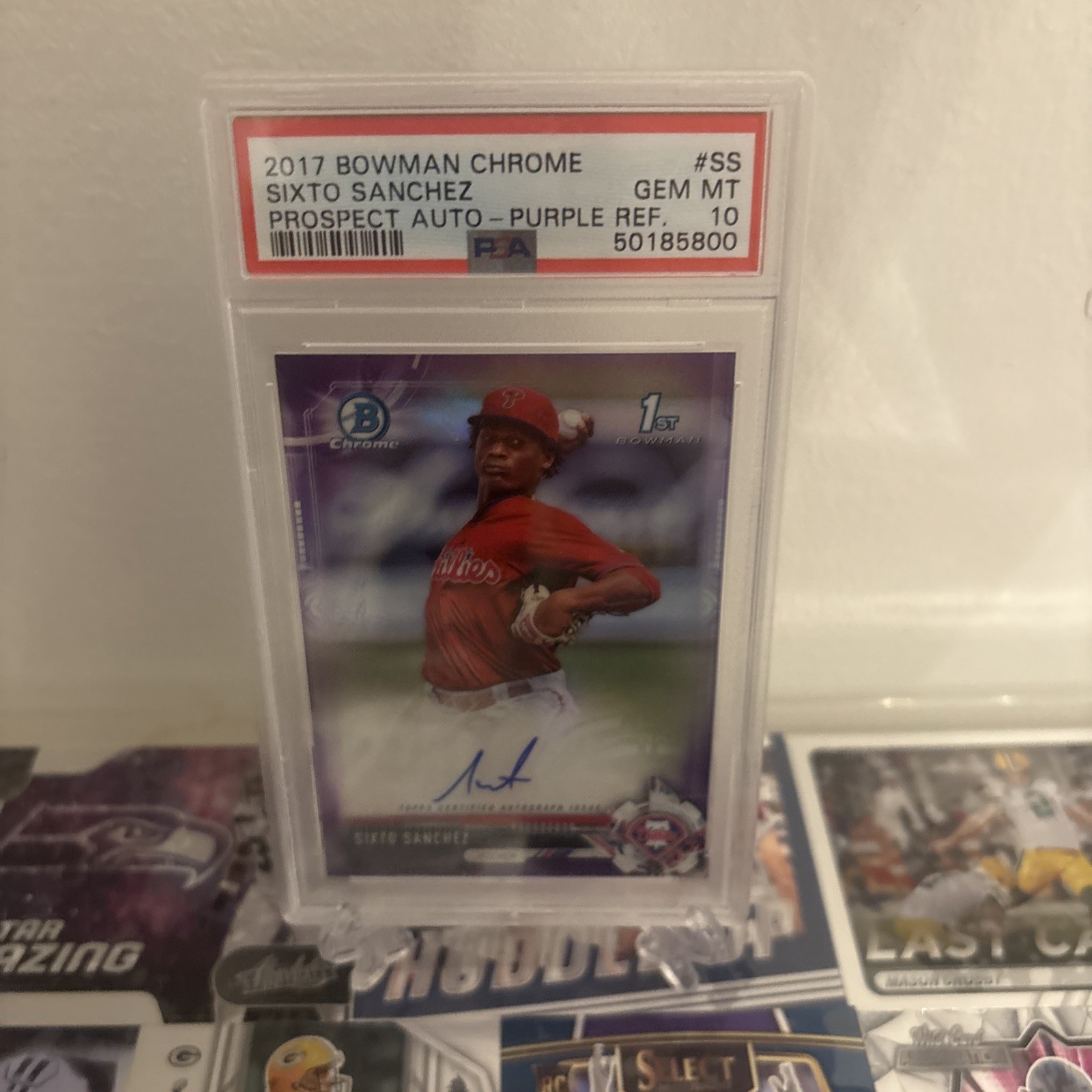 2017 Bowman Chrome Sixto Sanchez Prospect Auto Purple Refractor #/250 PSA 10