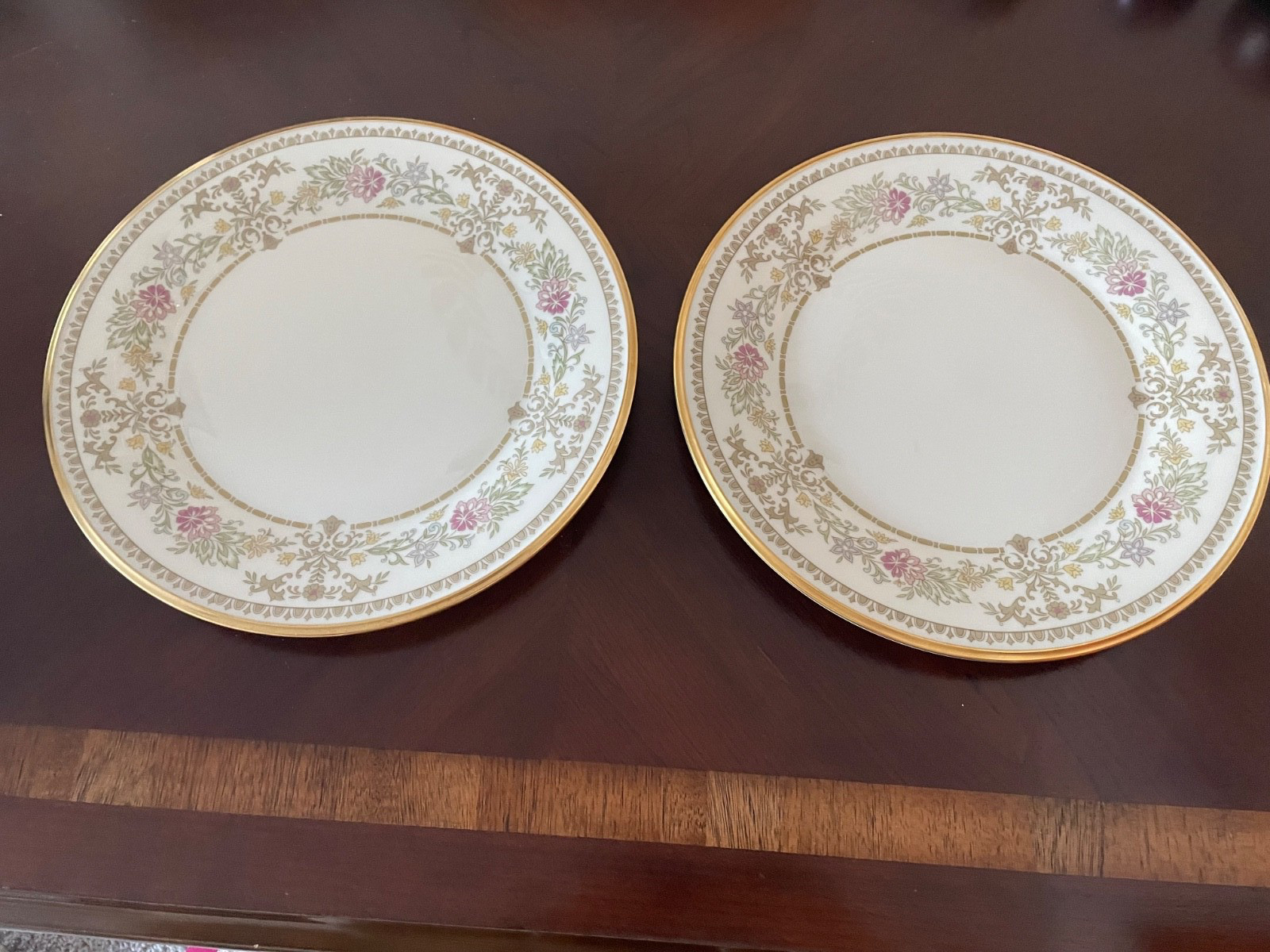 Vintage Lenox Set of 2 Dinner Plates Castle Garden 10 3/4” Diameter Made in USA