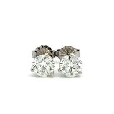 Diamonds Direct 14K White Gold 5.9mm Round Natural Diamond 3-Prong Martini Studs