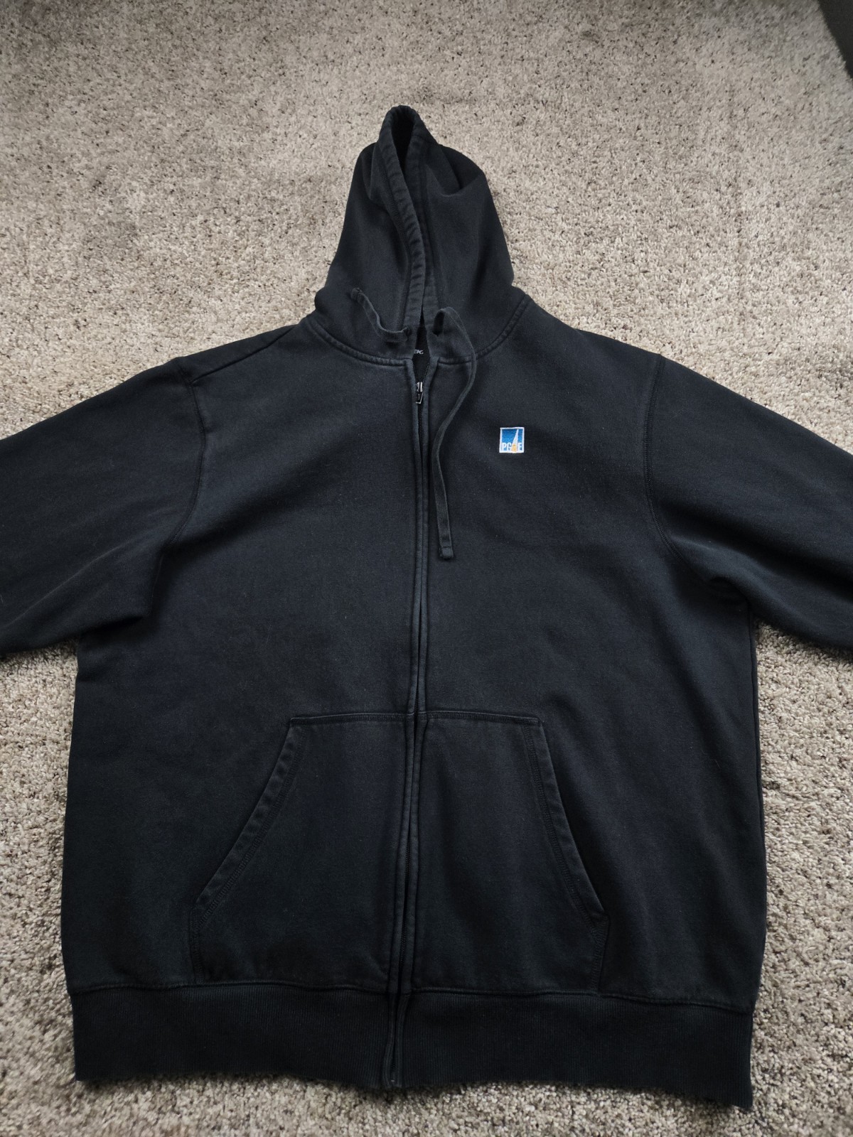 PG&E Hoodie Mens 2XL Black Full Zip Sweatshirt Chest Hooded Long Sleeve