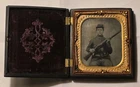 Civil War Union Soldier w/ Rifle Daguerreotype Photograph w/ Gutta Percha Case
