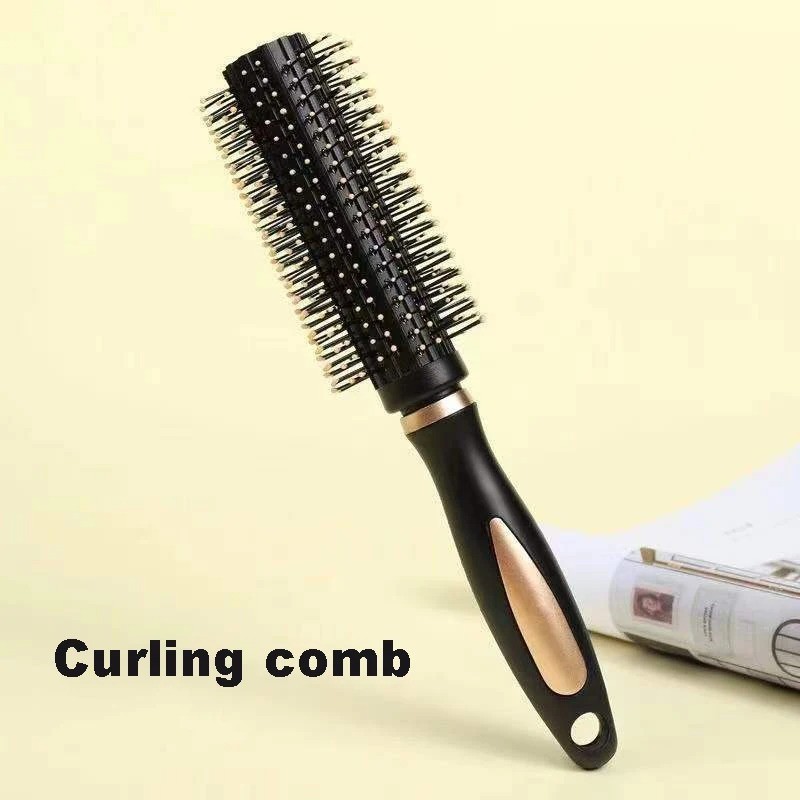 Round Boar Bristle Hair Brush Soft Styling Comb for Women Portable Salon Tool